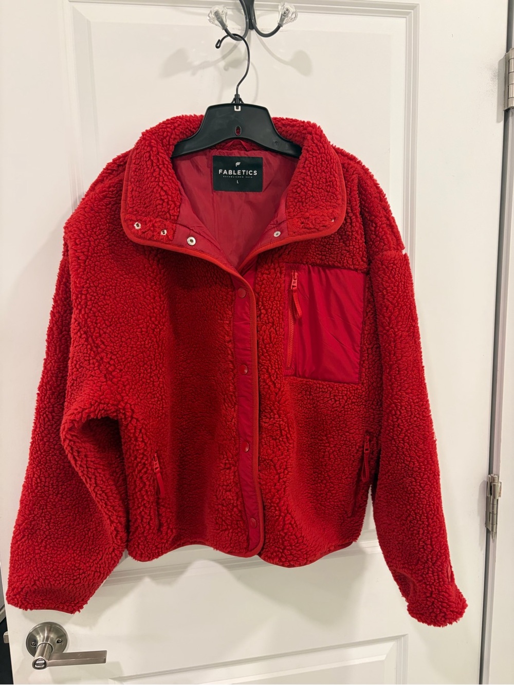 Fabletics Red Sherpa Snap-Front Jacket